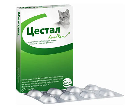 Купить Цестал Кэт антигельминтные жевательные таблетки для кошек, со вкусом печени