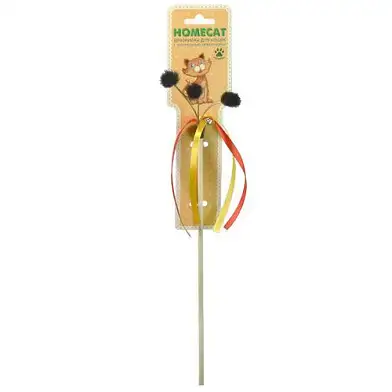 Homecat Дразнилка для кошек Норковые помпоны с лентами