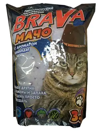 Купить brava Впитывающий наполнитель для кошек мачо силикагелевый с ароматом лаванды