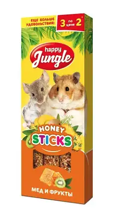 Купить happy jungle лакомство для мелких грызунов, палочки, мед и фрукты