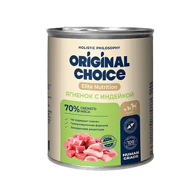 ORIGINAL CHOICE Elite Nutrition Puppy консервы для щенков ягненок с индейкой