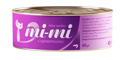 Mi-Mi консервы для кошек кусочки тунца с креветками в желе