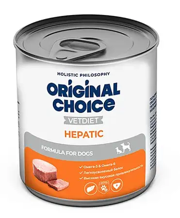 Купить original choice vetdiet hepatic консервы диетическое полнорационное питание для собак и щенков профилактика болезней печени