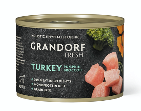 Купить grandorf fresh Консервы для собак паштет из индейки с тыквой и брокколи