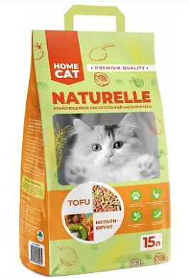 HOMECAT NATURELLE Комкующийся растительный наполнитель для кошек с ароматом мультифрукт