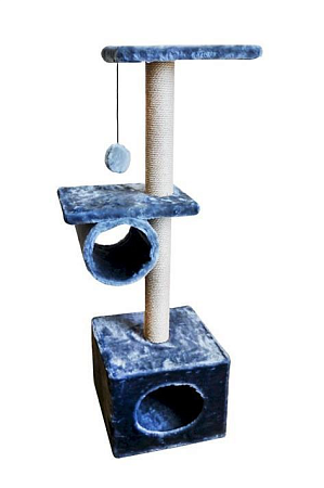 Купить zooexpress комлекс для кошек "Куб 2 полки с трубой" мех однотонный