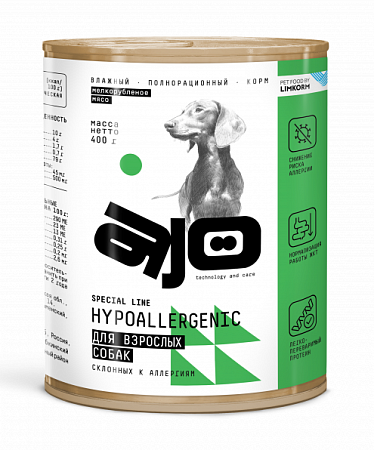 Купить ajo dog hypoallergenic консервы для взрослых собак всех пород склонных к аллергиям с курицей