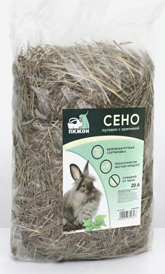 Пижон сено луговое с крапивой резаной для грызунов