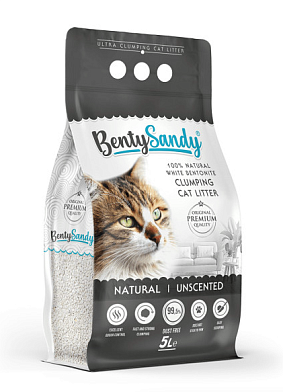 BentySandy Natural наполнитель для кошачьего туалета комкующийся, глиняный, без ароматизатора