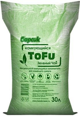 Барсик наполнитель для кошек комкующийся TOFU Зеленый чай