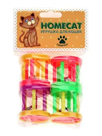 Купить homecat Игрушка для кошек Барабаны пластиковые с колокольчиком 4шт