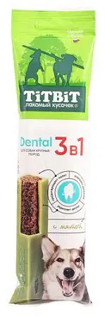Купить titbit лакомство для собак крупных пород dental 3в1 с мятой