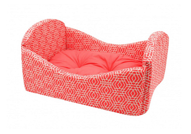 ZOOexpress «Геометрия»лежанка Кроватка для собак и кошек, бязь, коралловая