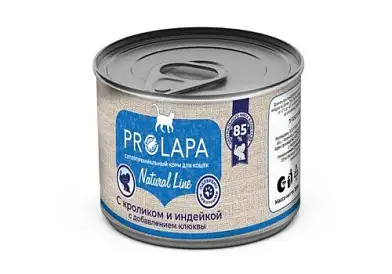 Prolapa Natural Line консервы для кошек с кроликом, индейкой и клюквой