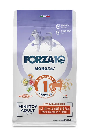 Купить forza10 monodiet adult mini toy cavallo con piselli сухой корм для взрослых собак мелких пород, с кониной и горохом
