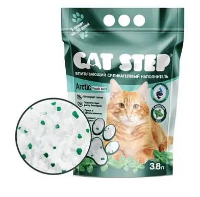Cat Step Arctic Fresh Mint наполнитель для кошек впитывающий силикагелевый с ароматом мяты