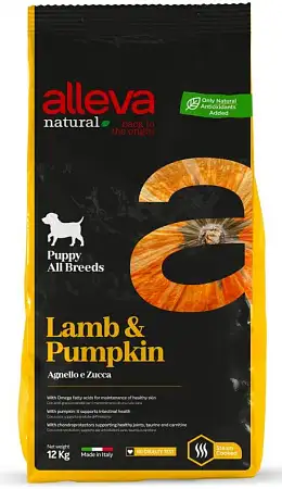 Купить alleva natural puppy lamb and pumpkin all breeds сухой корм для щенков всех пород с ягненком и тыквой