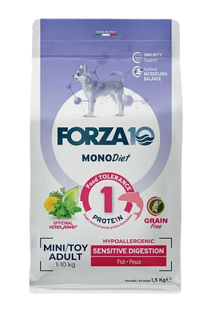Купить forza10 monodiet sensitive digestion mini&toy adult сухой беззерновой, гипоаллергенный корм для взрослых собак мелких пород с чувствительным пищеварением, с рыбой