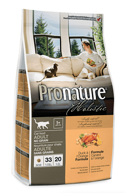 Pronature Holistic сухой корм для взрослых кошек, беззерновой, утка с апельсином