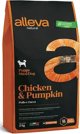 Купить alleva natural puppy сухой корм для щенков крупных пород с курицей и тыквой