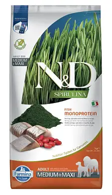 Farmina N&D Dog Spirulina Herring & Wolfberry Adult Medium&Maxi сухой корм для взрослых собак средних и крупных пород, с сельдью и ягодами годжи