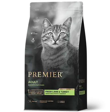 Premier сухой корм для взрослых кошек с ягненком и индейкой