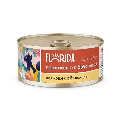Florida консервы для взрослых кошек с перепелом и брусникой