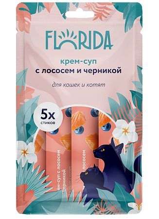 Купить florida лакомство Крем-суп для котят и кошек с лососем и черникой