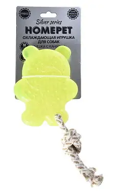 HOMEPET SILVER SERIES мишка с канатом игрушка для собак охлаждающая