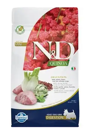 Купить farmina n&d dog gf quinoa digestion lamb mini сухой корм для взрослых собак мелких пород с чувствительным пищеварением, с ягненком