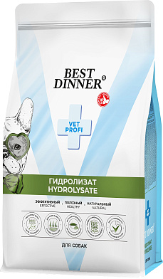 Best Dinner Vet Profi Hydrolisate сухой диетический корм для взрослых собак всех пород при пищевой аллергии и непереносимости