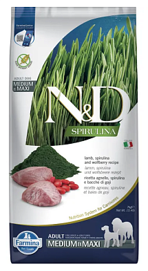 Farmina N&D Dog Spirulina Lamb & Wolfberry Adult Medium&Maxi сухой корм для взрослых собак средних и крупных пород, с ягненком и ягодами годжи