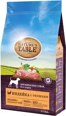 Nature's Table сухой корм для взрослых собак всех пород с индейкой и овощами