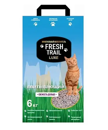 Купить fresh trail luxe наполнитель для кошек впитывающий минеральный