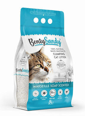 BentySandy Marseille Soap наполнитель для кошачьего туалета комкующийся, глиняный, с ароматом марсельского мыла