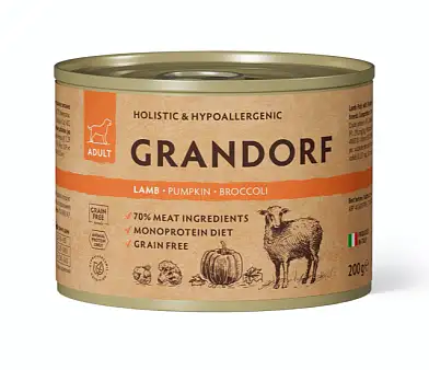 GRANDORF Консервы для собак Паштет из ягненка с тыквой и брокколи