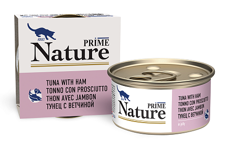 Купить prime nature консервы для кошек с тунцом и ветчиной в желе
