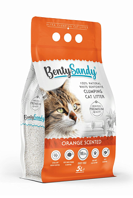 BentySandy Orange наполнитель для кошачьего туалета комкующийся, глиняный, с ароматом апельсина