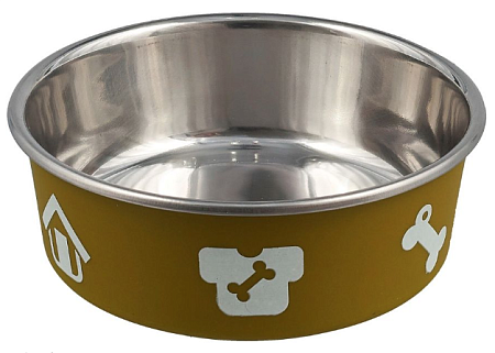 Купить Уют Миска мееталлическая цветная на резинке с принтом для кошек и собак