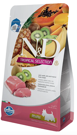 Купить farmina n&d dog tropical selection pork adult mini сухой корм для взрослых собак мелких пород, со свининой