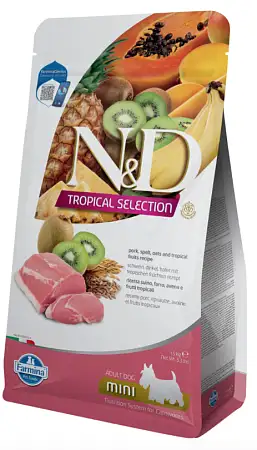 Купить farmina n&d dog tropical selection pork adult mini сухой корм для взрослых собак мелких пород, со свининой