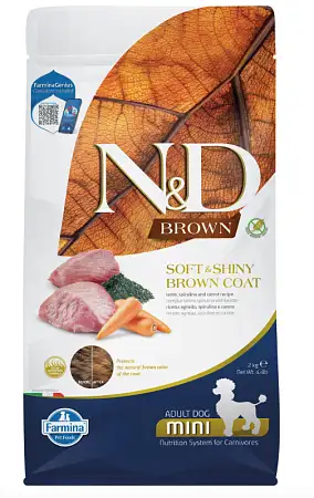Купить farmina n&d dog brown lamb, spirulina & carrot adult mini сухой корм для взрослых собак мелких пород, с ягненком и морковью