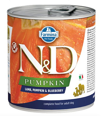 Farmina N&D Pumpkin Puppy Беззерновые консервы для щенков, с ягнёнком, тыквой и черникой