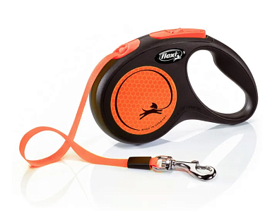 Flexi Neon New Classic рулетка ремень для собак, светоотражающая, оранжевый неон