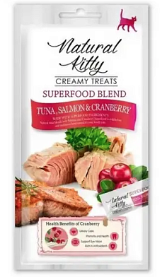 PETTRIC Natural Kitty Лакомства для кошек крем-суп для кошек тунец, лосось и клюква