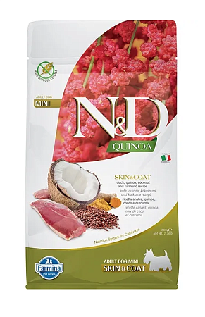 Купить farmina n&d dog gf quinoa skin&coat duck mini сухой корм для взрослых собак мелких пород для ухода за кожей и шерстью, с уткой