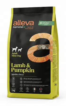 Купить alleva natural adult lamb & pumpkin mini сухой корм для взрослых собак мелких и миниатюрных пород с ягненком и тыквой