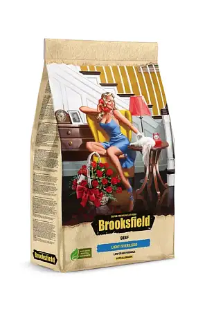 Купить brooksfield low grain adult cat light/sterilized сухой корм для взрослых стерилизованных кошек с избыточным весом, с индейкой, говядиной и рисом