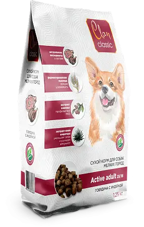 Купить clan classic  active-25/16 сухой корм для активных собак мелких пород с говядиной и индейкой