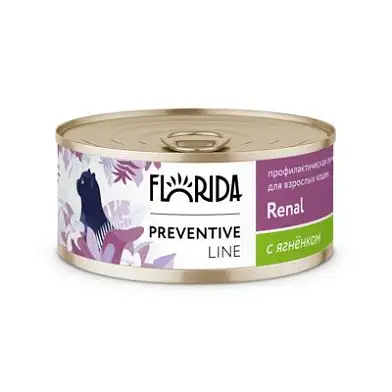 Florida Preventive Line консервы Renal Консервы для кошек. "Поддержание здоровья почек" с ягненком